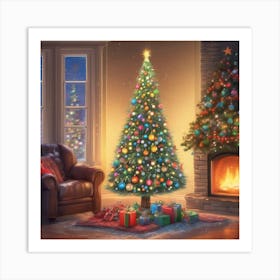 Christmas Pencil Tree Art Art Print