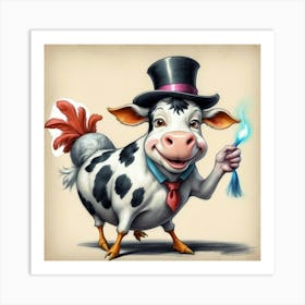 Rooster Cow Art Print