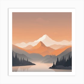 Misty mountains background in orange tone 112 Art Print