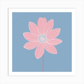 A White And Pink Flower In Minimalist Style Square Composition 131 Art Print