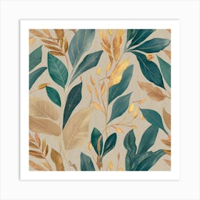 Gold Leaves Wallpaper Art Print