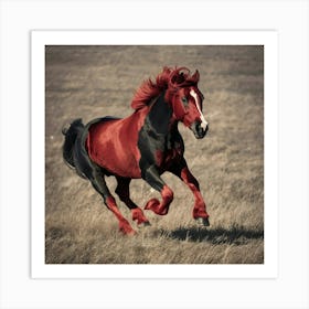 Caballo Al Trote Pelo Rojo Y Negro Art Print