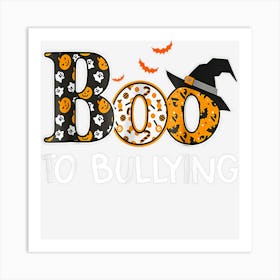 Halloween Boo To Bullying Funny Ghost Pumpkin Art Print