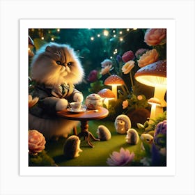 Tea With Hedgehogs Art Print