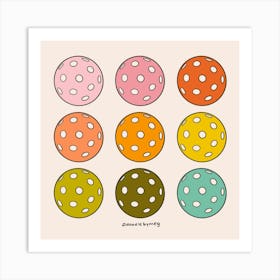 Rainbow Pickleballs Art Print