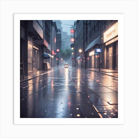 Rainy City Street 1 Art Print