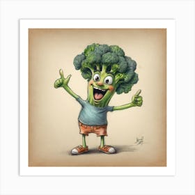 Cartoon Broccoli Art Print