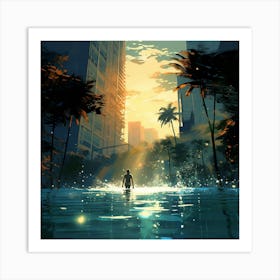 Flood In The Cityscape Art Print