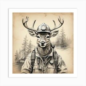 Firefighter Canvas Print Art Print