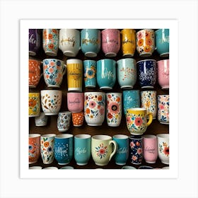 Leonardo Lightning Pretty Coffee Cups 2 Art 1 Art Print