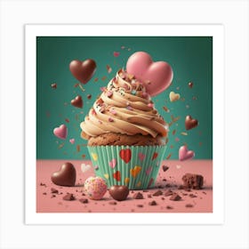 Cupcakes And Hearts 1 Art Print