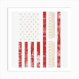 Harmonica Vintage American Flag Patriotic Harmonica Player Art Print