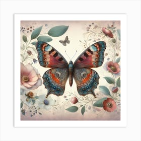 Victorian Butterfly Naturalist Illustration II Art Print