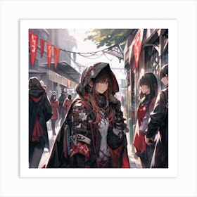 Anime Girl In Red Cloak Art Print