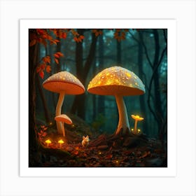 Mushrooms In The Forest 11 Art Print