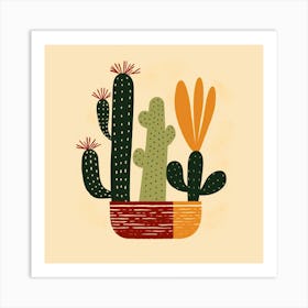 Rizwanakhan Simple Abstract Cactus Non Uniform Shapes Petrol 36 Art Print