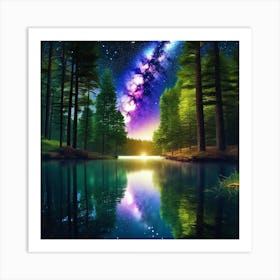 Night Sky In The Forest 3 Art Print