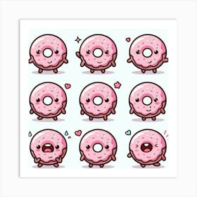 Cute Kawaii Donuts Art Print