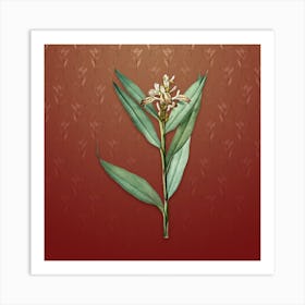 Vintage Globba Erecta Botanical on Falu Red Pattern n.1113 Art Print