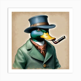 Duck With A Pipe Art Print