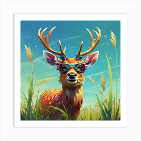 Deer In Sunglasses 7 Art Print