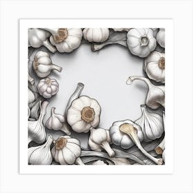 Garlic Cloves On White Background Art Print