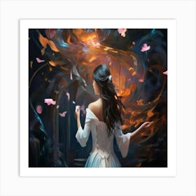 Default A Beautiful Girl Breaks The Surrounding Reality With T 0 (1) Art Print