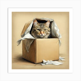 Cat In A Box 17 Art Print