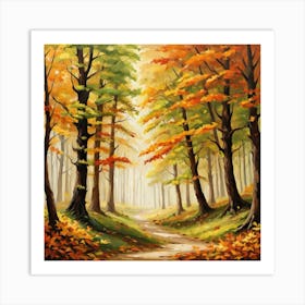 Forest In Autumn In Minimalist Style Square Composition 172 Art Print