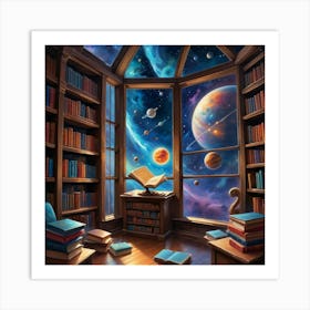 Library In Space Paintings Art Print Art Print