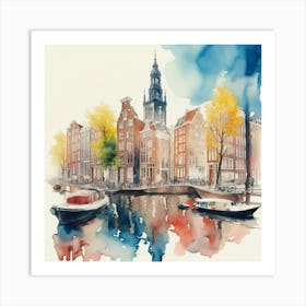 Watercolor Of Amsterdam Art Print