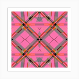 Pink Plaid Fabric Art Print