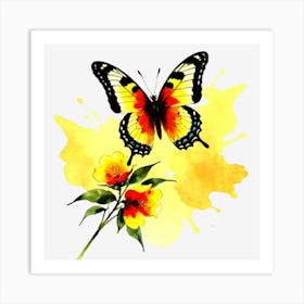 Butterfly And Flowers 21 Art Print