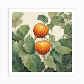 Pumpkins On The Vine Art Print