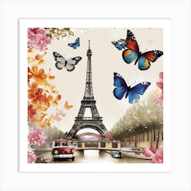 Paris With Butterflies 180 Art Print