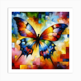 Colourful Modern Abstract Butterfly v7 Art Print