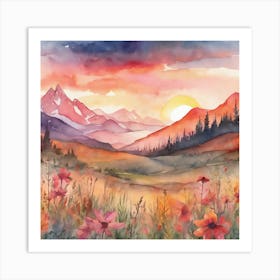 Sunset In The Mountains 9 Art Print