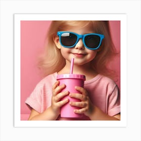 Girl Holding A Drink Art Print