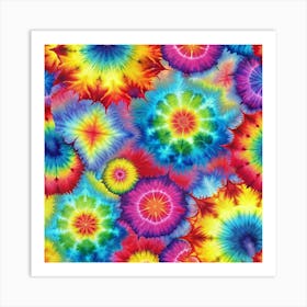 Seamless Pattern Of Psychedelic Tie Dye Circles Art Print