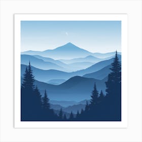 Misty mountains background in blue tone 66 Art Print