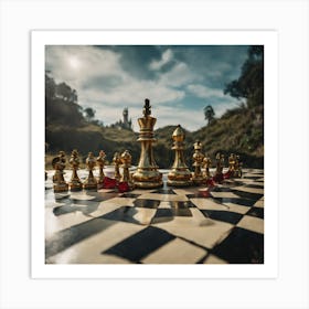 Queen of Hearts lifesize Chess set Art Print