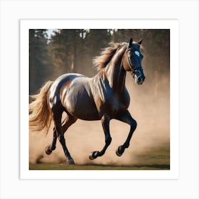 Horse Galloping In The Field Art Print