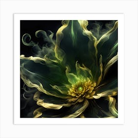 Green Gold Flora Art Print