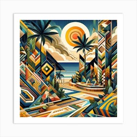 Geometric Art Tropical landscape 1 Art Print