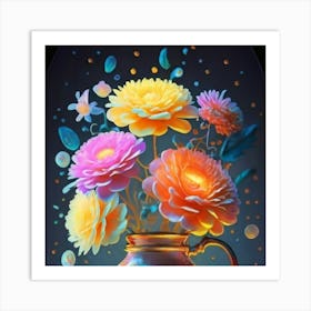 Luminous pastel flowers Art Print