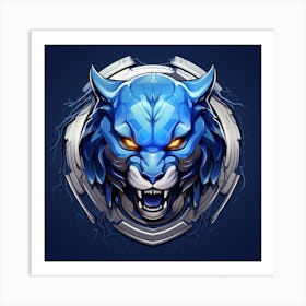 Blue Wolf Head Art Print