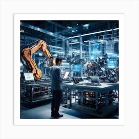 A Detailed Digital Rendering Of Advanced Industrial Cyber Management Process Engineered Automatons (4) Art Print