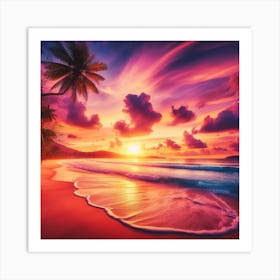 Sunset On The Beach 6 Art Print