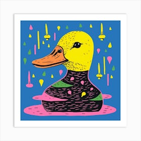 Geometric Colourful Duckling Pattern 5 Art Print