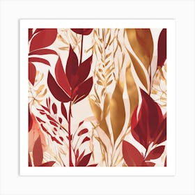 Red And Gold Leaves Art Print